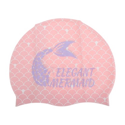  Unique Bargains Silicone Waterproof Fish Tail Swim Cap Pink Purple 1 Pc