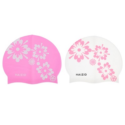  Unique Bargains Durable Silicone Waterproof Swim Cap 2 Pcs