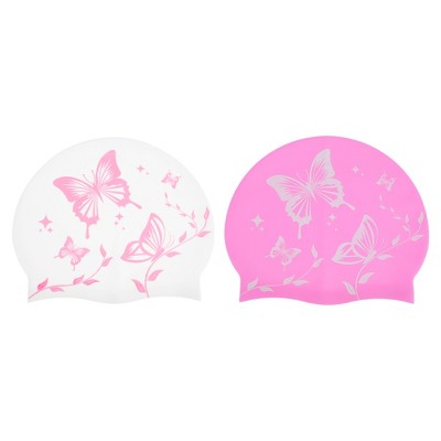  Unique Bargains Durable Silicone Waterproof Swim Cap 2 Pcs