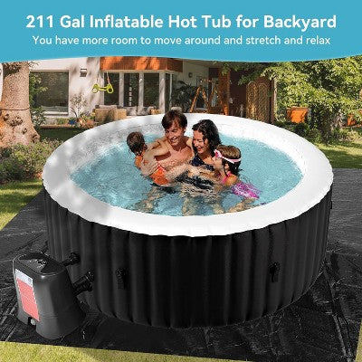  DoCred Inflatable Hot Tub With Air Jets, Heater Pump & Insulated Cover – Available In 2–4 Or 4–6 Person Sizes, Round Or Square Design