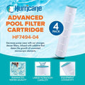 Hurricane 4 Pack HF7494-04 Advanced Pool Filter Cartridge Replacement PA131, Unicel C-7494, Filbur FC-1227, Hayward SwimClear C5030, C5025, C5020