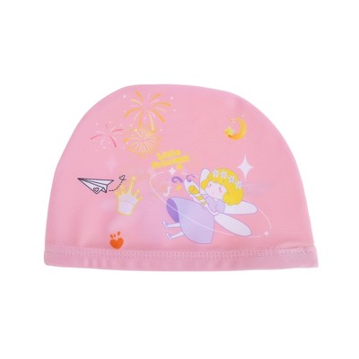  Unique Bargains Kid's Polyester Cartoon Figure Swim Cap Pink 1 Pc