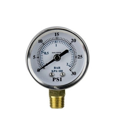  Pool Central Side Mount Stainless Steal Pressure Gauge 2.75" (50mm) - White/Silver