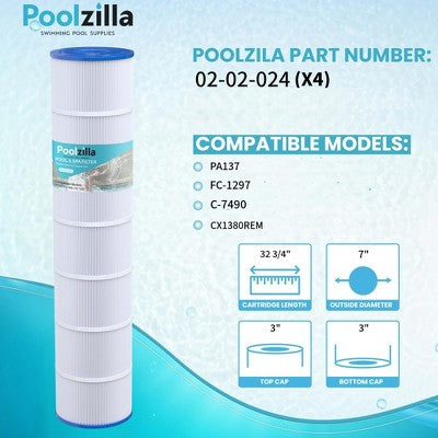  Poolzilla Replacement Pool Filter For PLF137A, Pleatco PA137, Filbur FC-1297, FC-6455, Unicel C-7490, Hayward CX 1380, C-5500, C5520