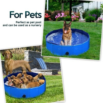  Zone Tech Foldable Pet Swimming Pool 38 Inch Blue Pet Pool With Drain Easy To Store Leakproof Tub For Indoor & Outdoor Great For Both Kids And Pets