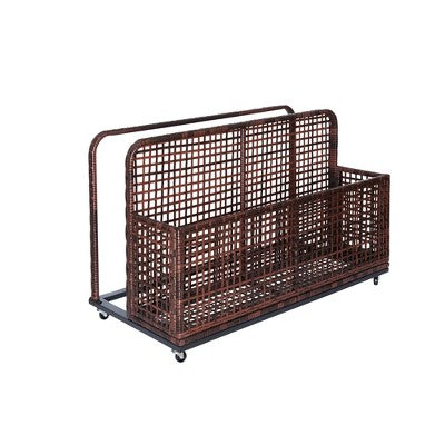  Outdoor Wicker Patio Pool Float Storage Basket PE Rattan With Rolling Wheels For Floaties, Life Vests, Beach Balls, Toys, And Patio Furniture