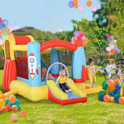  NAYSAYE Above Ground Pool Inflatable Water Slide Bounce House Multi Activity For Kids Outdoor Use, Multicolor, 130.00"*104.30"*72.80"