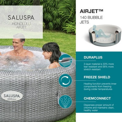  Bestway SaluSpa AirJet Honolulu 6 Person Inflatable Portable Hot Tub And 12 Coleman SaluSpa Type VI Replacement FIlter Cartridges