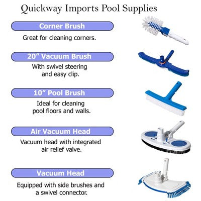  Quickway Imports 10-inch Poly Bristle Brush Head Designed To Clean Walls Floors Steps & Corners For Effective Pool Cleaning And Maintenance