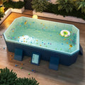  NAYSAYE Above Ground Pool PVC Folding Pool Durable Compact Design For Outdoor Patio Garden Use, Blue, 65.35"*42.13"*17.72"