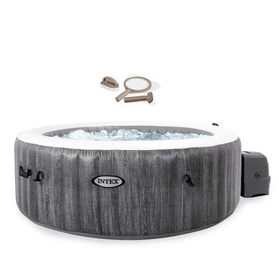  Intex 28441EP PureSpa Plus 6 Person Inflatable Hot Tub Jet Spa & Intex PureSpa Maintenance Accessory Kit With Curved Brush, Mesh Skimmer, And Scrubber