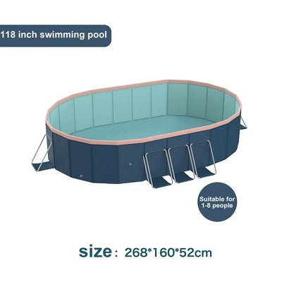  ORRD 3.0m Oval Inflatable Garden Swimming Pool – Dark Blue PVC Family Pool For Backyard Summer Fun