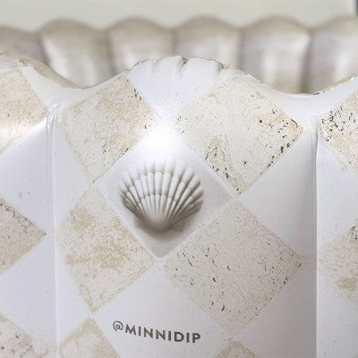  MINNIDIP Exclusive Resort Collection Tufted Pool 125 Gal Novelty Kiddie Pool - Travertine Shells: PVC Inflatable With Drain Plug