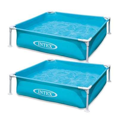  Intex 4 Foot X 12 Inch Miniature Durable Vinyl Outdoor Above Ground Frame Kiddie Swimming And Teaching Baby Pool For Ages 3 And Up, 2 Pack, Blue