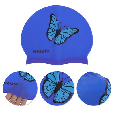 Unique Bargains Silicone Butterfly Pattern Swim Cap 1 Pc