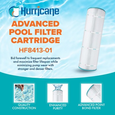  Hurricane Filters Replacement Spa Filter Cartridge For Unicel C-8413, PWWPC125B, Filbur FC-2575, Waterway Proclear 125 2006, White