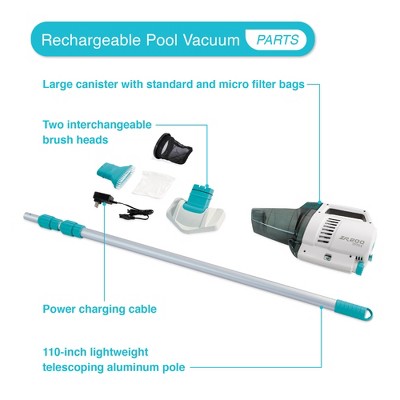  Intex ZR200 Rechargeable Cordless Swimming Pool And Spa Vacuum Cleaner  With Telescoping Handle And 2 Interchangeable Brush Heads