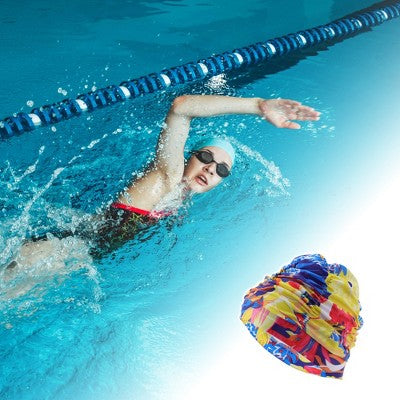 Unique Bargains Polyester Swim Cap 5.91"x9.25" Multicolor 1 Pc