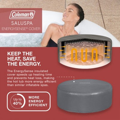  Bestway Coleman Miami AirJet Inflatable Hot Tub With EnergySense Cover, 2-Pack Of SaluSpa Spa Seat And 2 Sets Of SaluSpa Padded Headrest Pillows