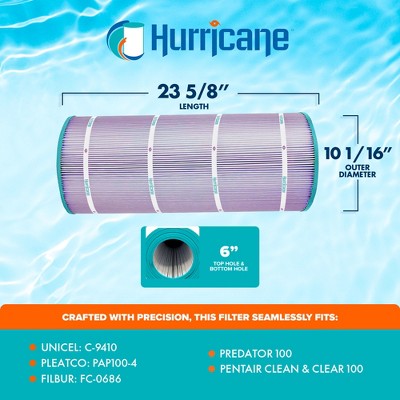  Hurricane 3 Pack HF9410-01P Platinum Purple Pool Filter Cartridge For PAP100-4, Unicel C-9410, Filbur FC-0686, Predator 100, Pentair Clean & Clear 100