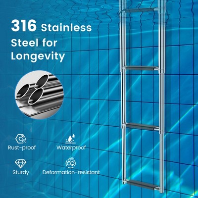  Costway 4-Step Telescoping Boat Ladder Folding Dock Ladder With Non-slip Steps