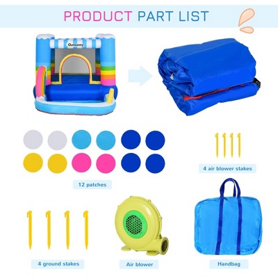  NAYSAYE Above Ground Pool Inflatable Bounce Pool Fun Play Design For Kids Outdoor Backyard Use, Multicolor, 110.30"*67.00"*61.00"