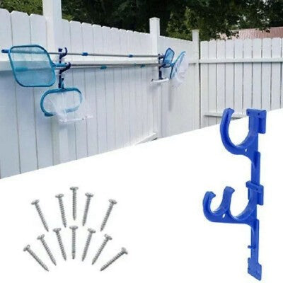  Swimline Hydro Tools 3-Hook Hanger For Swimming Pole Hose, Telepole And Skimmers 2pc 12" - Blue