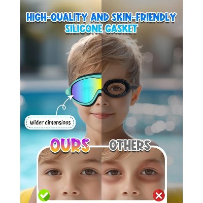  Link Active Kids Panoramic Wide View Swimming Goggles Fast Clasp Technology, Anti-Fog, UV Protection, Leak Proof Design, Comfortable Fit
