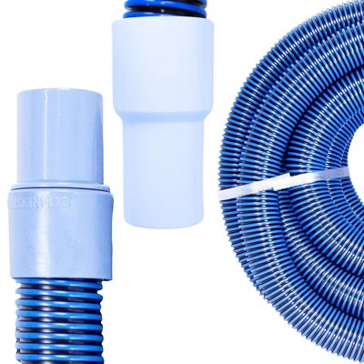  Swimline HydroTools 30 Foot By 1.25 Inch Premium Spiral Wound Swimming Pool Vacuum Hose With Swivel Cuff For Pool Or Spa Water Maintenance, Blue/Black