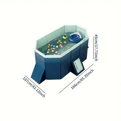  NAYSAYE Above Ground Pool PVC Folding Pool Durable Compact Design For Outdoor Patio Garden Use, Blue, 65.35"*42.13"*17.72"