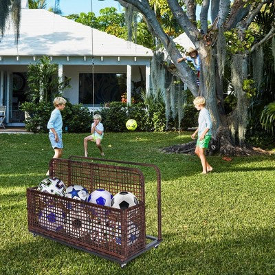  Poolside Rattan Storage Box With Rolling Wheels | 43.3" L X 22.5" W X 28.7" H | Versatile For Poolsides
