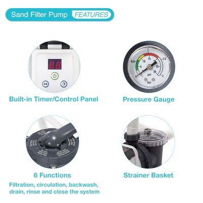  Intex 26645EG Krystal Clear 2100 GPH Sand Filter Pump For Above Ground Pools Bundled With OptiFlow Premium Pure Silica Filter Sand, 50 Lb Bag