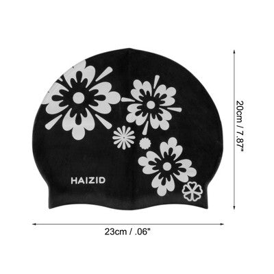  Unique Bargains Silicone Square Flower Pattern Waterproof Swim Cap 1 Pc