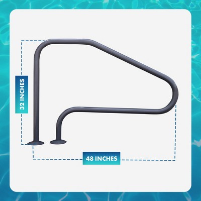  Saftron RTD-448-GG 4 Bend Swimming Pool Mounted Polymer Handrail, Gray (2 Pack)