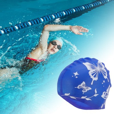  Unique Bargains Durable Silicone Waterproof Swim Cap 2 Pcs