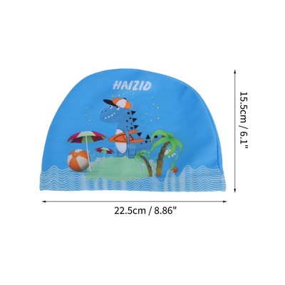  Unique Bargains Kid's Polyester Cartoon Dinosaur Swim Cap Blue Green 1 Pc