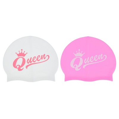  Unique Bargains Durable Silicone Waterproof Swim Cap 2 Pcs