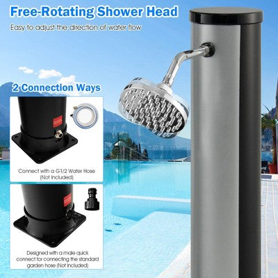  Tangkula 7.2 Ft 10 Gallon 2-Section Outdoor Solar-Heated Shower W/ Free-Rotating Shower Head
