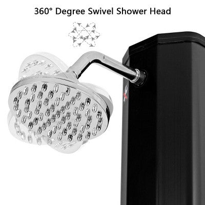  Costway 9.3 Gallon Outdoor Solar Heating Shower 7.2Ft Adjustable Shower Head W/Base