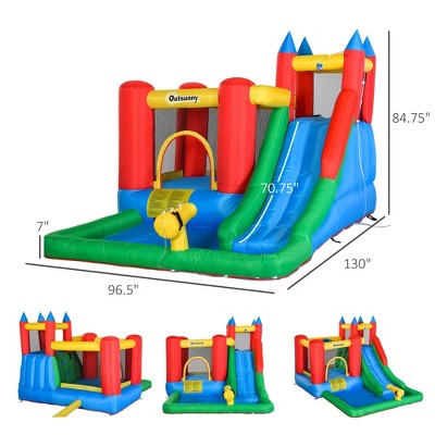  NAYSAYE Above Ground Pool Inflatable Kids Bounce House Water Slide Multi Activity For Backyard Fun, Multicolor, 130.00"*96.50"*84.75"