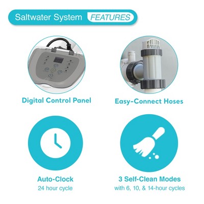 Intex Krystal Clear Saltwater System For 7000 Gallon Above Ground Swimming Pool And Deluxe 800 GPH+ Wall Mounted Pool Surface Automatic Skimmer