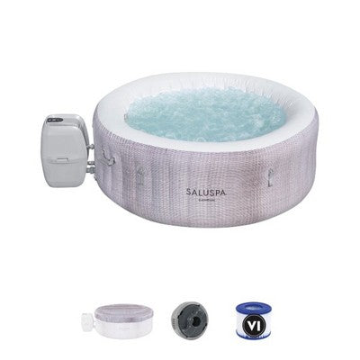  Bestway SaluSpa Cancun AirJet Inflatable Hot Tub With 120 Soothing Jets + Bestway SaluSpa Underwater Non Slip Pool And Spa Seat With Adjustable Legs