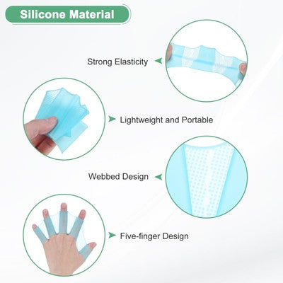  Unique Bargains Silicone Swimming Gloves Webbed Gloves Half-Finger Frog Type For Diving 4 Pairs