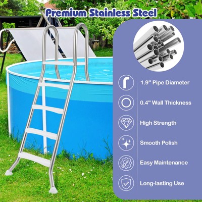  Costway 75.6" Above Ground Pool Ladder With Top Platform Non-slip Steps & Rounded Handrails