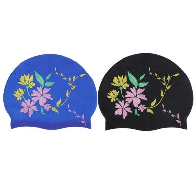  Unique Bargains Durable Silicone Waterproof Swim Cap 2 Pcs