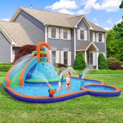 NAYSAYE Above Ground Pool Inflatable Water Slide Bounce House Multi Activity For Kids Backyard Use, Multicolor, 212.60"*200.80"*100.40"