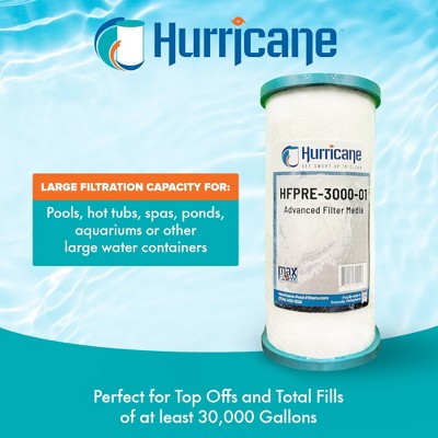  Hurricane PRE30000 Pre Fill Pool Filter Cartridge Replacement With Advanced Bond Filter And Optimal Waterflow For In Ground Pools, White