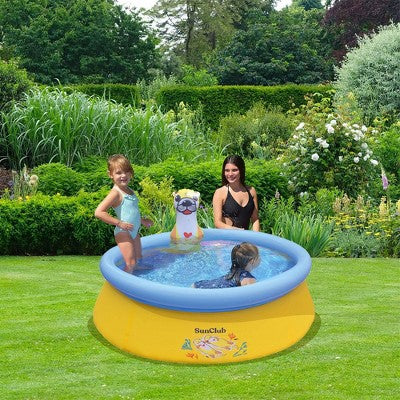  JLeisure Sun Club 5 Foot 2 Person Outdoor Above Ground Blow Up Inflatable Kiddie Swimming Pool With 3D Sea Otter Spray, 6 Pack, Yellow/Blue