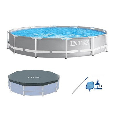  Intex 26711EH 12ft X 30in Prism Above Ground Pool Set W/ Cover & Maintenance Kit