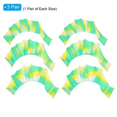 Unique Bargains Silicone Resistance Lightweight Aquatic Webbed Finger Frog Swimming Gloves 3 Pairs